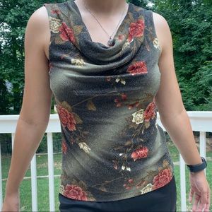 Vintage 90’s Western Connection Rose Cowl Neck Tank Top